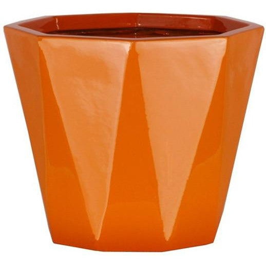 large orange ceramic plant pot Diamond Floor Planter - Gloss
