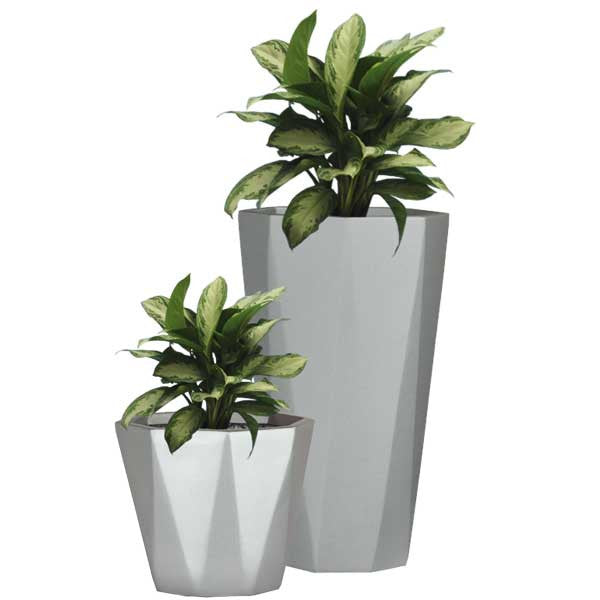 large floor pot plant Diamond Tall Planter - Burnished