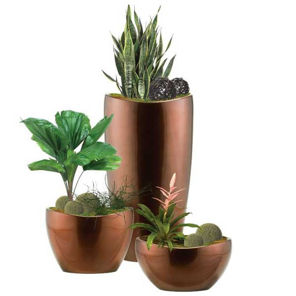 modern indoor planter tall Ovation Tall Planter- Burnished