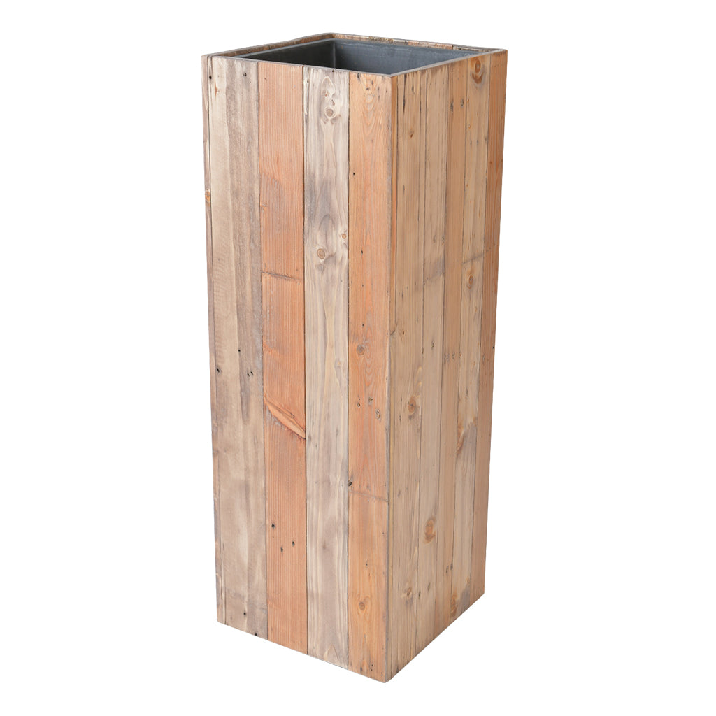 Salvage Wood Tall Square Planter